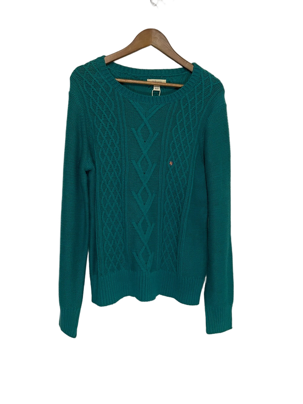 G.H. Bass & Co. Women's Emerald Green Cable Knit Sweater Sz XL